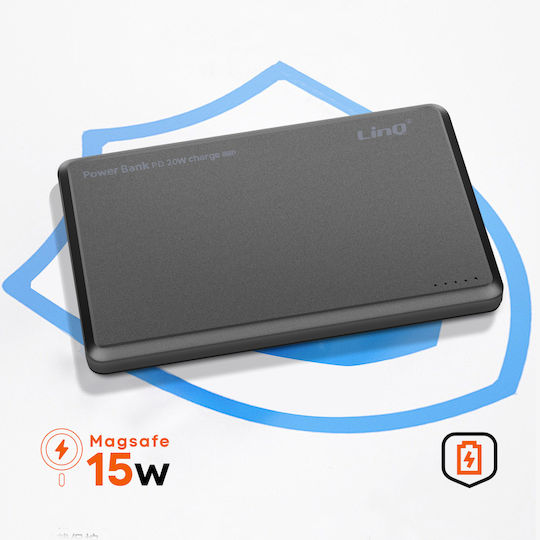 LinQ BW8500 Baterie Externă MagSafe 8000mAh 20W cu Port USB-C Gri