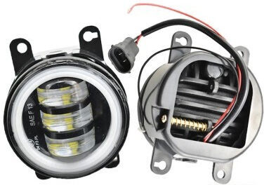Rundς Nebelscheinwerfer Auto LED 12 / 24V 30W 9cm mit Weiß Beleuchtung 1Stück