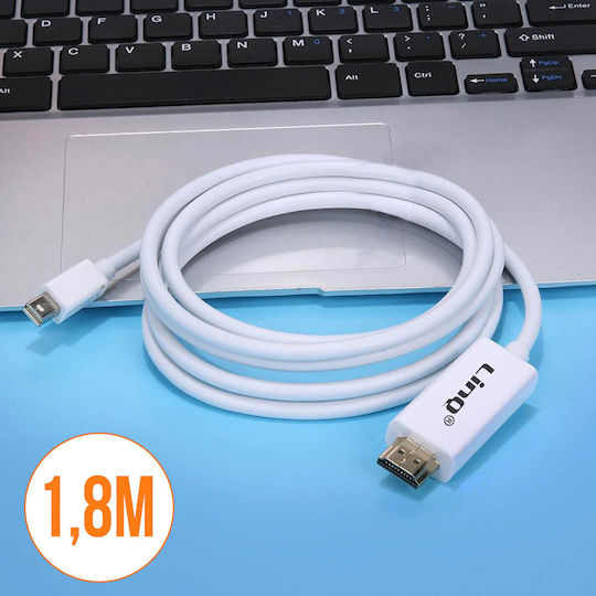 LinQ Кабел DisplayPort мъжки - mini DisplayPort мъжки 1.8м Бял (MDH18)