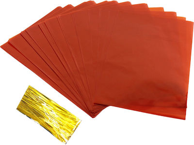 Set 50 Cellophane Bags Packaging 15 X 23 Cm Ties Perfect Delicacies Special Events Amber Yellow