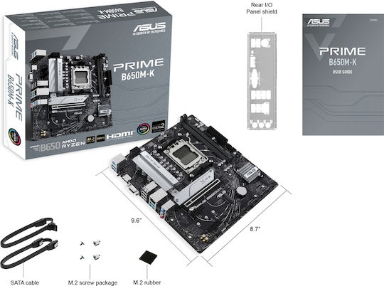 Asus Prime B650M-K Motherboard Micro ATX με AMD AM5 Socket 90MB1F60-M0EAY0