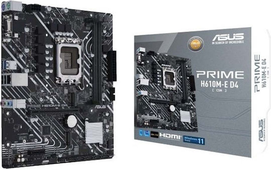 Asus Prime H610M-A D4-CSM Motherboard Micro ATX με Intel 1700 Socket 90MB19P0-M0EAYC