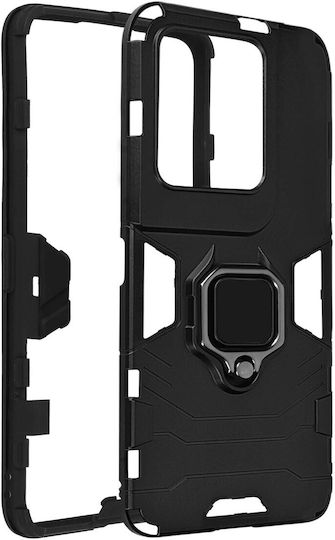 Oppo Reno 8 Pro 5g Hybrid Shockproof Case Metallic Ring Stand Black