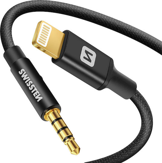 Swissten 3.5mm to Lightning Cable Μαύρο 1.5m 73501213