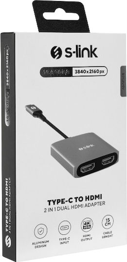 S-Link Converter USB-C / HDMI female to USB-C / HDMI female 1pcs 39873/SWV-USBC026