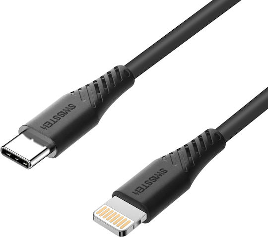 Swissten Regular la Cablu Lightning 60W Negru 1.5m (71534010)