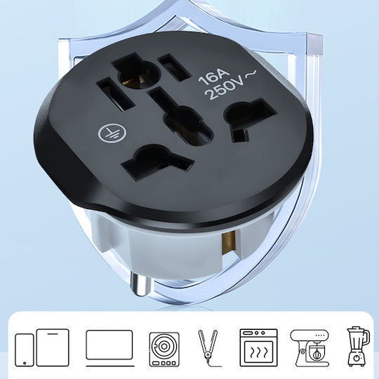 Avizar Charger Adapter Universal Eu To Uk Au Usa Cn Black
