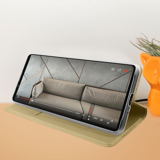 Carcasă portofel slim flip seria Business Sony Xperia 1 2 auriu