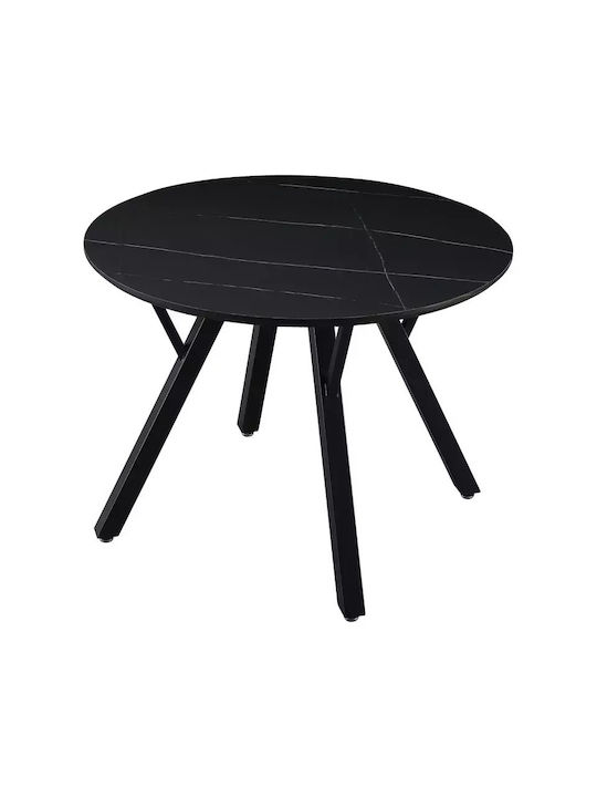 Annie Rund Tisch Speisesaal Marble Black / Black 100x100x76cm