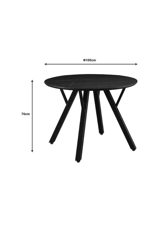 Annie Rund Tisch Speisesaal Marble Black / Black 100x100x76cm