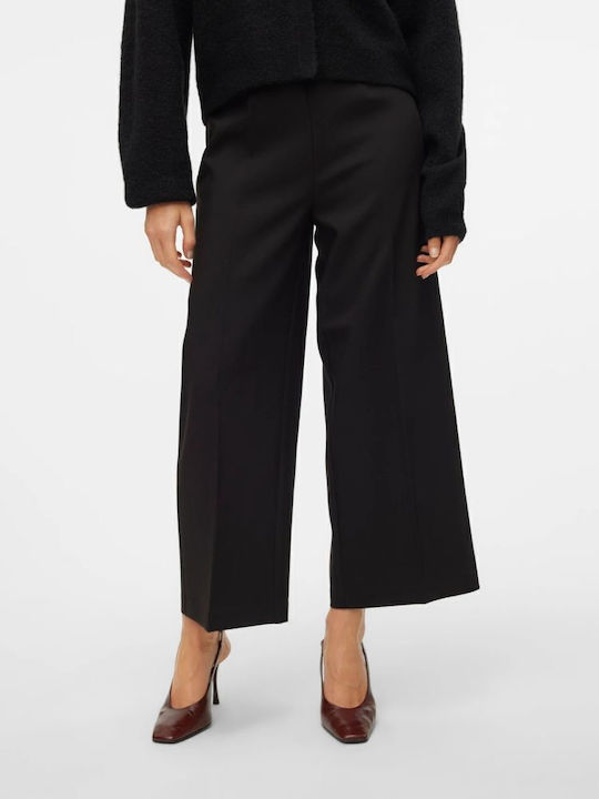Damen Hoch tailliert Stoff Capri Hose Black