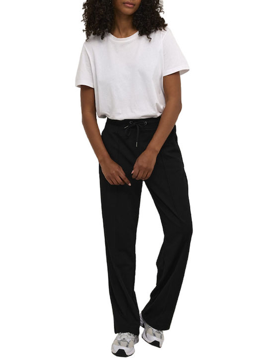 Damen Hoch tailliert Stoff Hose mit Gummizug Black