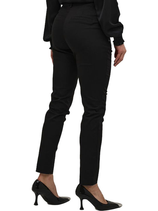 Kaffe Γυναικείο Ψηλόμεσο Υφασμάτινο Παντελόνι Slim Fit Μαύρο Kaffe Γυναικείο Ψηλόμεσο Υφασμάτινο Παντελόνι Slim Fit Μαύρο