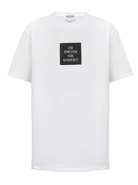 Replay T-shirt Bărbătesc cu Mânecă Scurtă White-Black