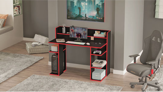Birou Fife din Lemn Negru/roșu 124x58x98cm
