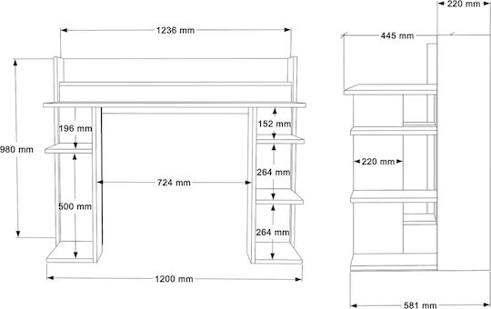 Бюро Fife Дървено Естествено/бяло 124x58x98см
