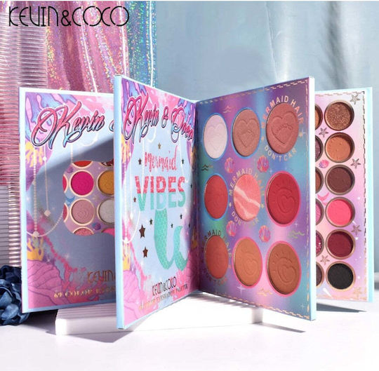 Kevinandcoco Eyeshadow Palette 69 Shades Blush Highlighter Contouring Book-style Opening 18.6 X 16.5 Cm 97 G Multicolor