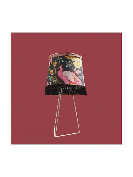 Oxygen Pink Peacock Metal Table Lamp for E27 Fitting with Pink Shade and Base