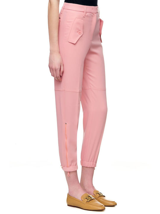 Liu Jo Women's Fabric Capri Trousers in Relaxed Fit Pink