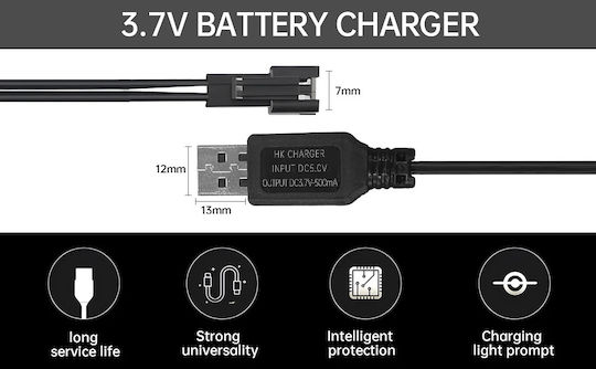 Charging cable USB 3.7V SM 2P Spare Part for RC Vehicle 1pcs