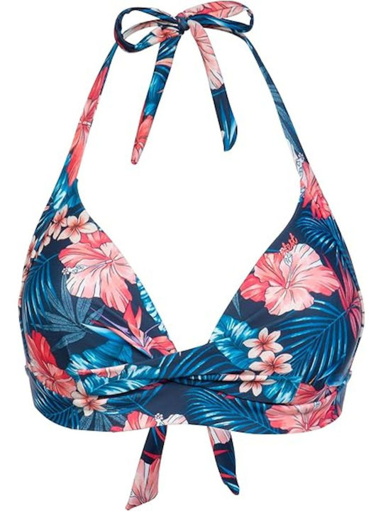 Protest Padded Bikini Swim Top Navy Blue Floral