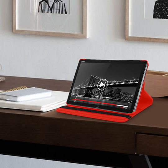 Avizar Flip Cover Rotierende Rote Huawei MediaPad M5 Lite