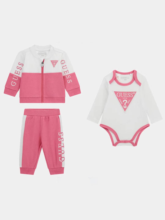 Guess Ζακέτα Baby Bodysuit Set with Pants Pink