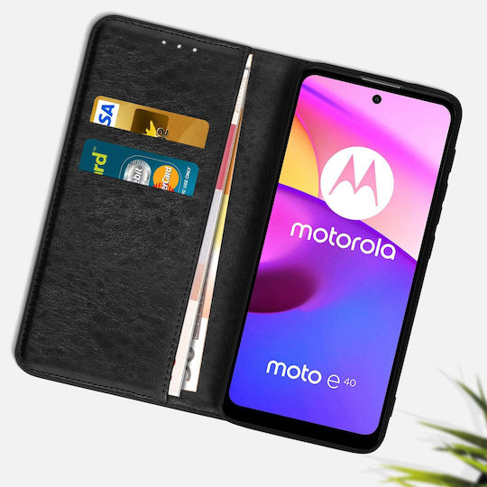 Калъф тип фолио Motorola Moto E20 E30 E40 с видео стойка, черен
