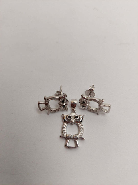 Set Silver 925 Owl Outline Jolie Silver 4.1g 2 Cm X 1.1 Cm Set Silver 925 Owl Outline Jolie Silver 4.1g 2 Cm X 1.1 Cm