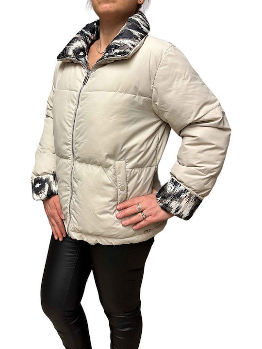Scurtă Jachetă de femei Puffer Reversibilă Graphite