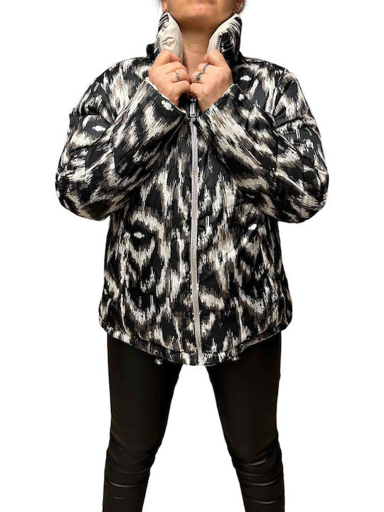 Scurtă Jachetă de femei Puffer Reversibilă Graphite