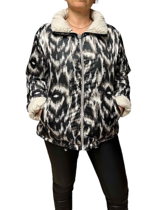 Scurtă Jachetă de femei Puffer Reversibilă Graphite