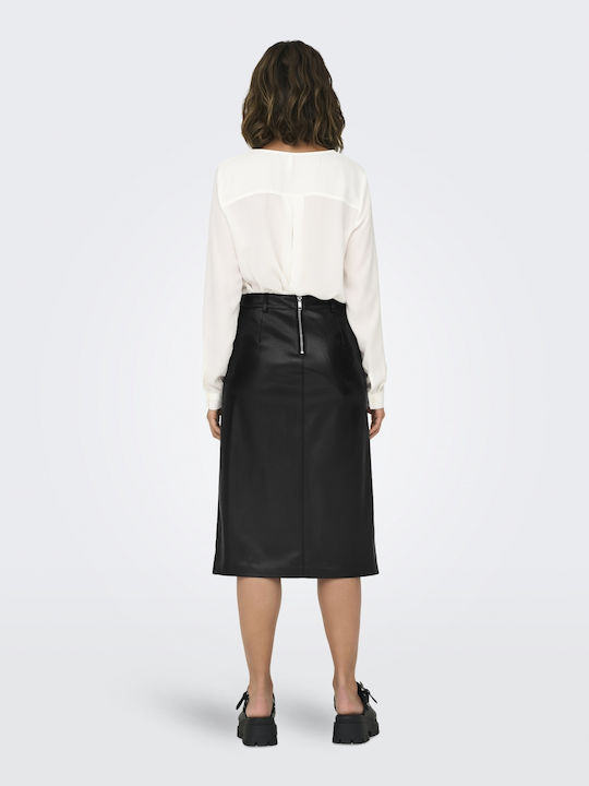 Only Leather Midi Skirt Black