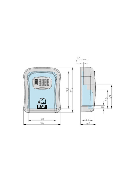 Basi SSZ 200 Wall-mounted Combination Key Holder Metallic with Combination Dial 9.6x4x11cm