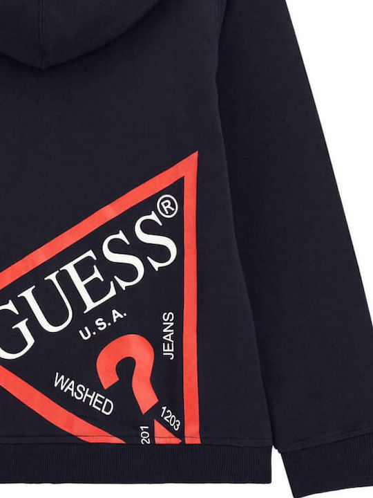 Guess Kids Sweatshirt Cardigan with Hood Dark Blue