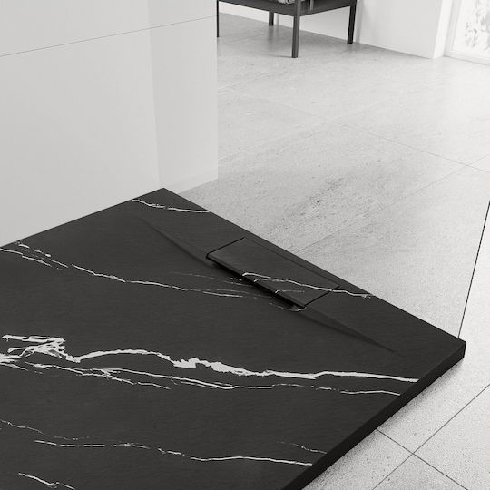 Rea Τετράγωνη Κεραμική Ντουζιέρα 90x90cm Μαύρη