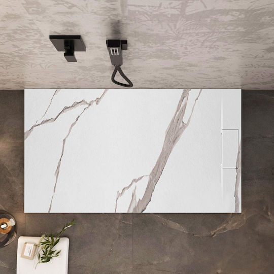 Rea Ορθογώνια Κεραμική Ντουζιέρα 90x120cm Λευκή