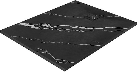 Rea Rectangular Ceramic Shower Black 80x100cm