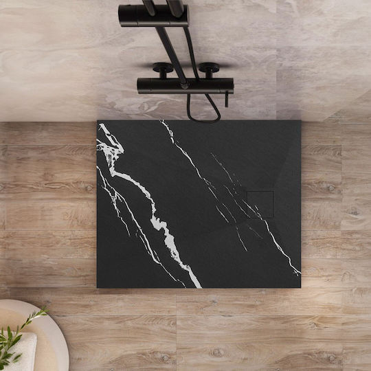 Rea Quadratisch Keramik Dusche x90cm Schwarz