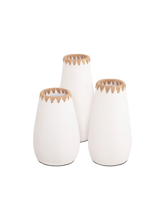HomeMarkt Σετ Διακοσμητικα Βάζα Πήλινα Λευκά Φ17cm 3τμχ