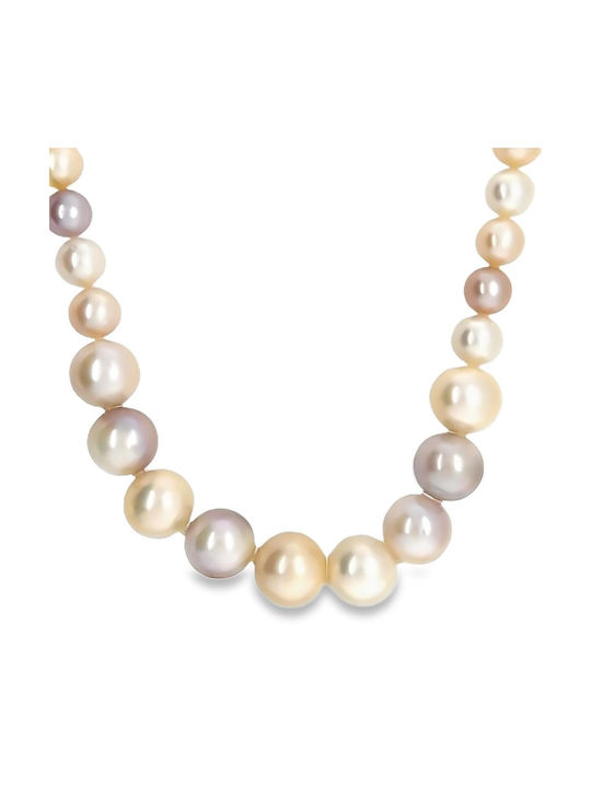 Women's Necklace White Gold K14 Pearls Nk10738