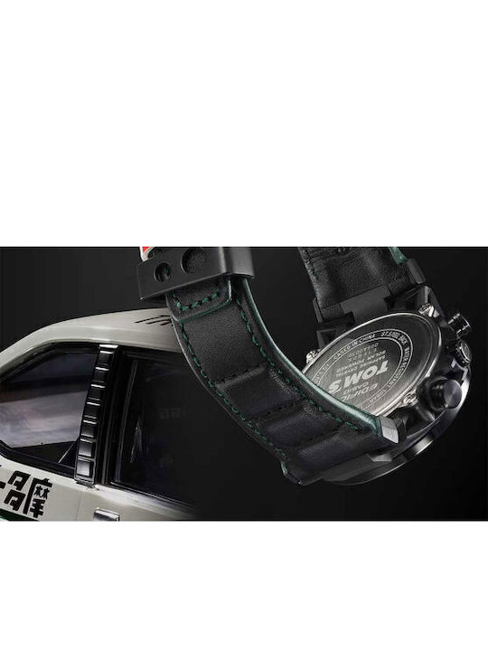 Casio Edifice Men's Watch 44.5mm Chronograph Solar with Black Leather Strap
