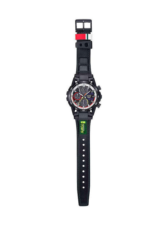 Casio Edifice Men's Watch 44.5mm Chronograph Solar with Black Leather Strap