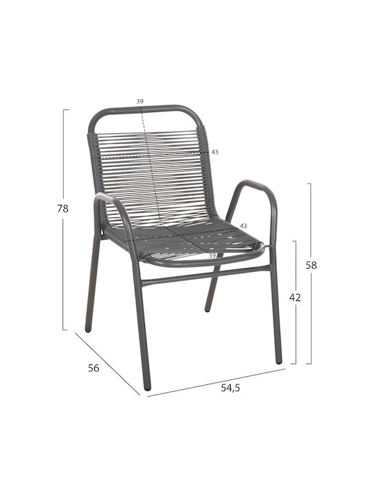 Gartenstühle Metallisch Avril Grau 54.5x56x78cm
