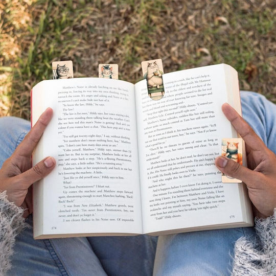 Wooden Bookmarks Cozywood Happy Cats Set of 4 Pcs Bkn319 Cozywood