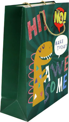 Green Dinosaur Paper Gift Bag 32cm X 26cm X 10cm