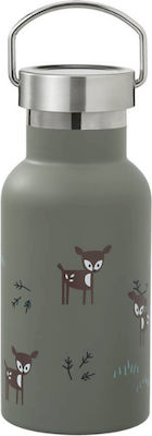 Fresk Double Wall Thermos Stainless Steel Built-in Straw 350ml Deer Olive