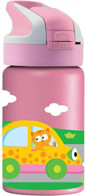 Laken Thermos Bottle with Straw 350ml Vehicles Pink