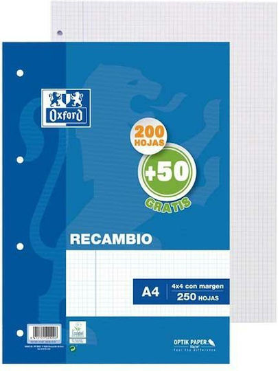 Oxford White Grid Sheets A4 250 Sheets Refill X10