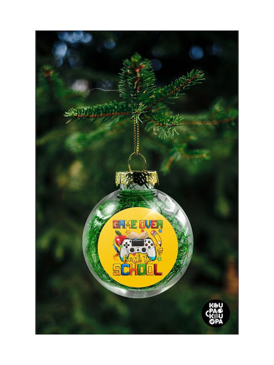 Game Over Back To School Christmas Tree Ornament Transparent Ball Green Filling 8cm